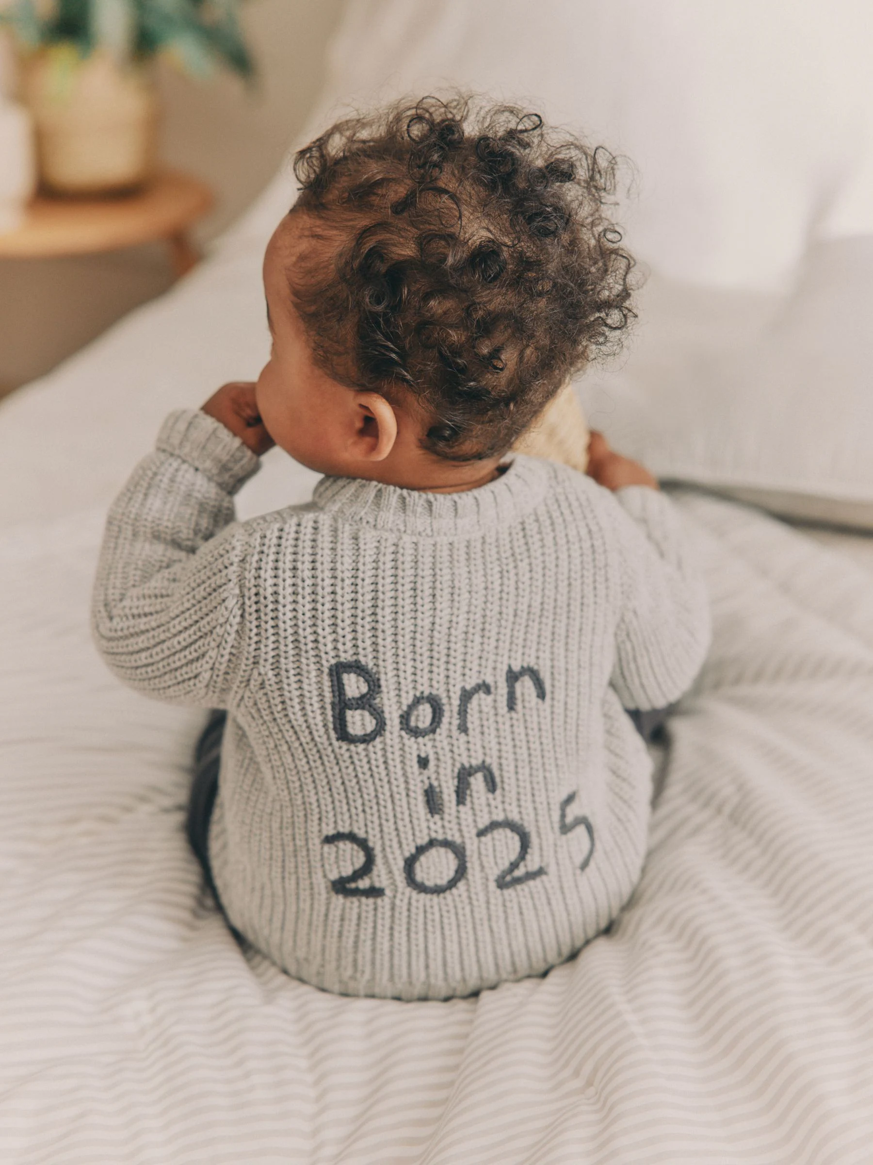 Grijs Geboren in 2025 - Gebreid Babyvest van 100% katoen