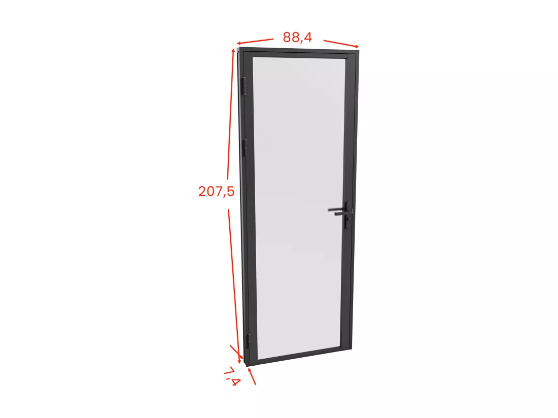 Bloc porte réversible en aluminium et verre trempé dépoli - H204 x L83 cm - Noir - LOXTON