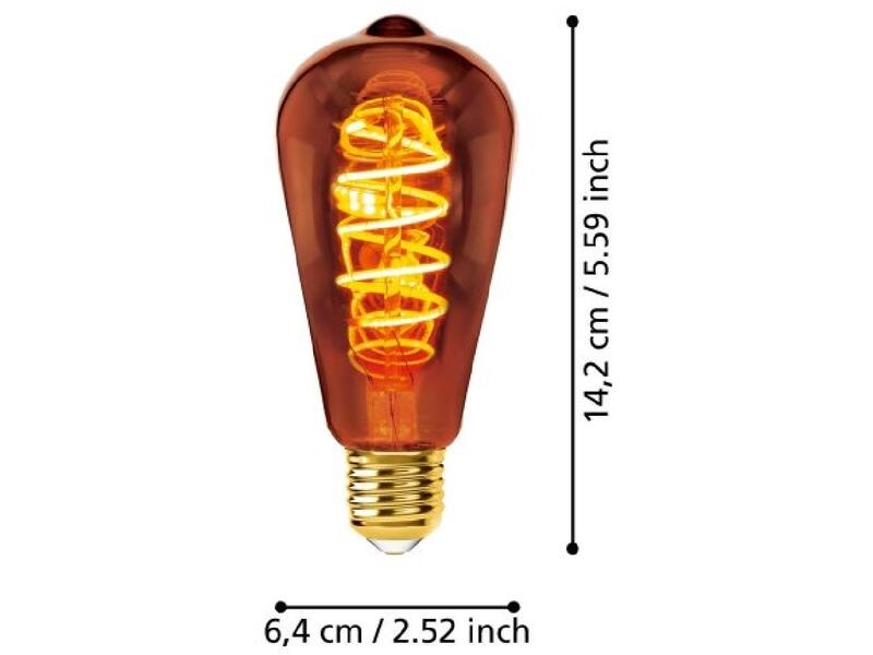 EGLO Leuchten Lampe 4 W E27 Warmweiss Deko-Leuchtmittel aus bedampftem Glas in Kupfer