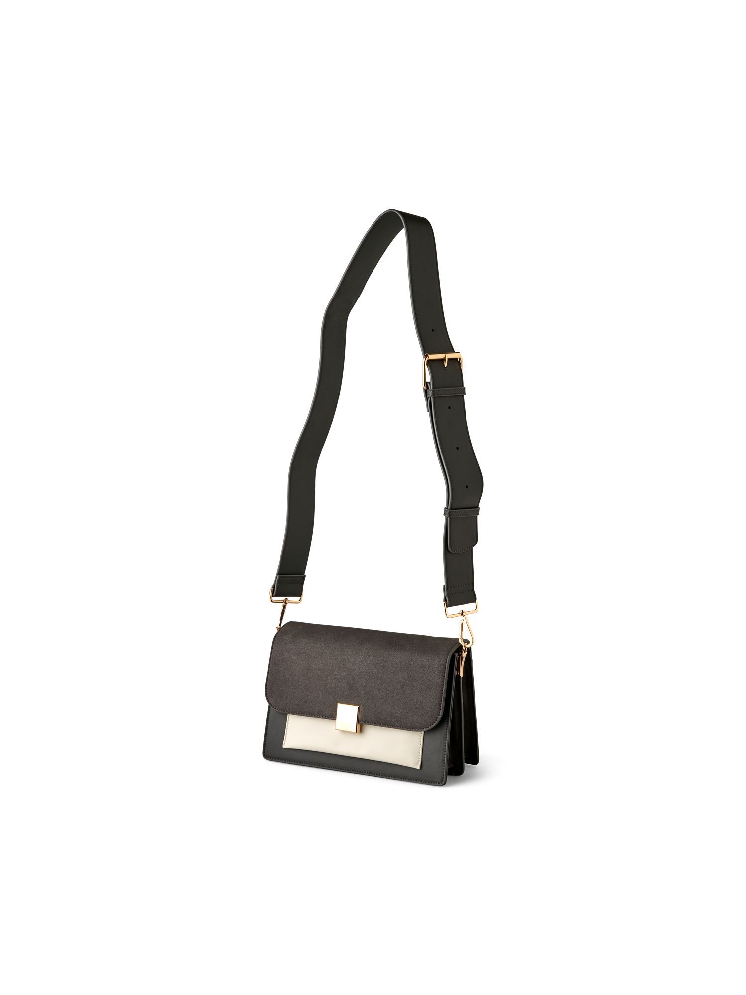 Nena-håndtaske | Polyuretan. 26 x 11,5 x 18 cm. | Anthracite, White | Noella