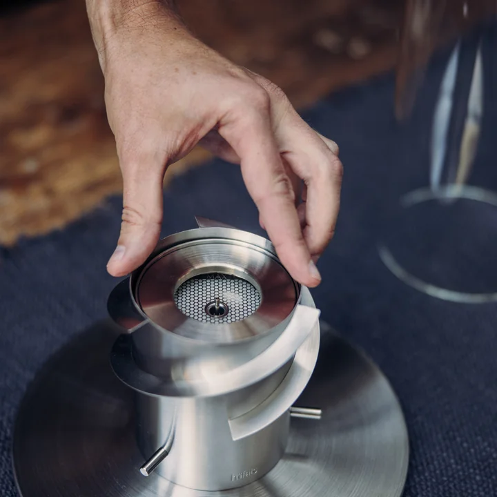 höfats - Spin Bio-Burner 1200 mit Eco-Ring und Löschdeckel, silber