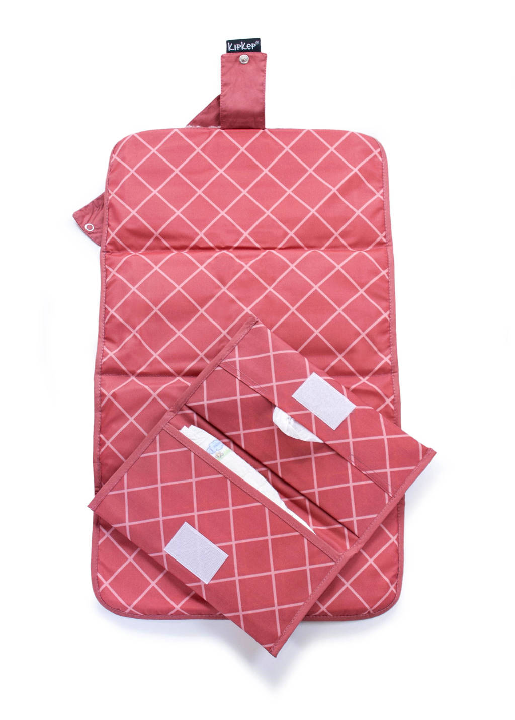 Napper combi: verschoonmatje met teddy + luieretui dusty clay
