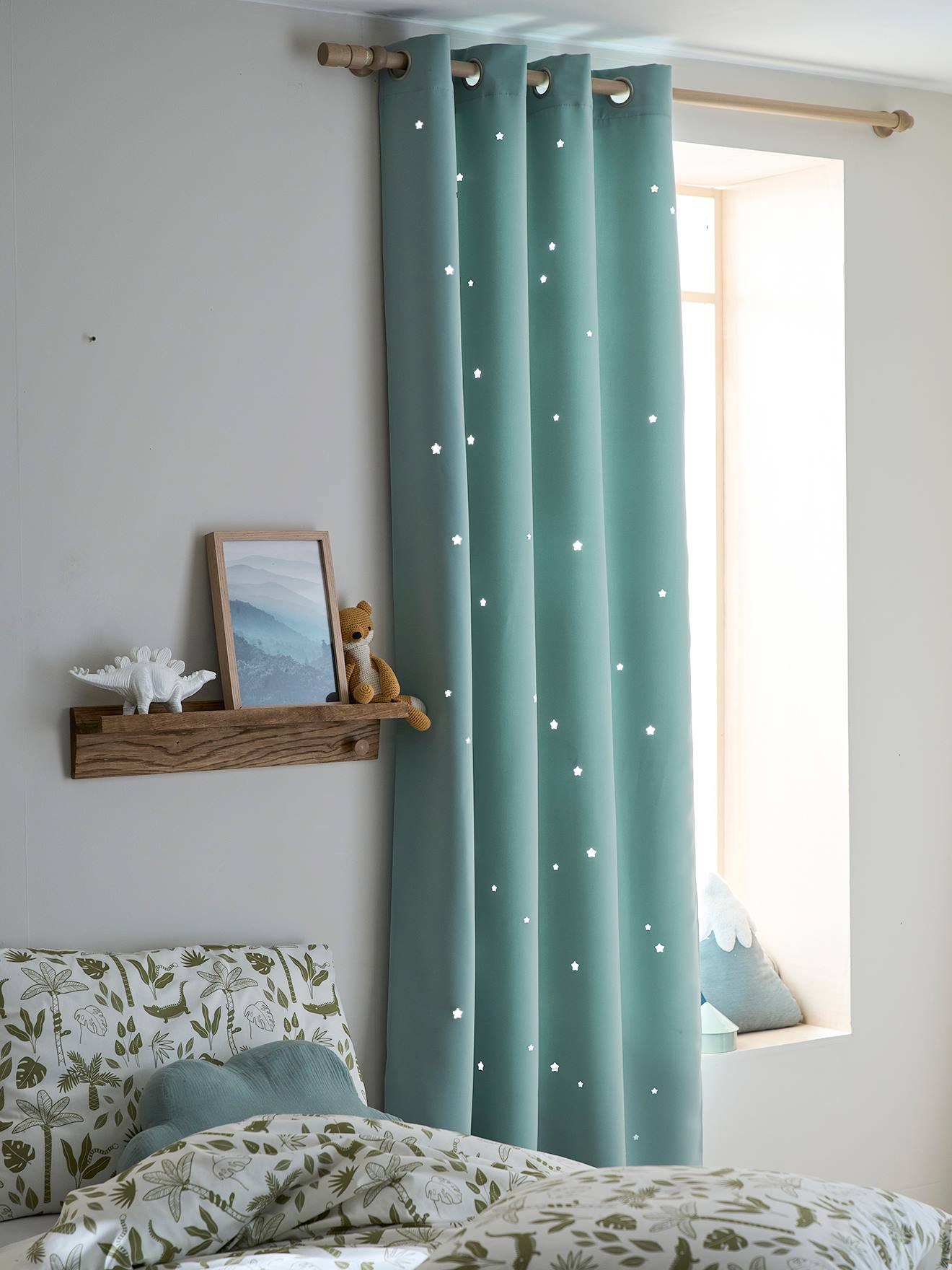 cortina blackout cinza-escura estampada