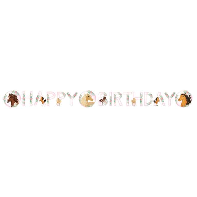 Partygirlande - Happy Birthday - Beautiful Horses - ca. 140 x 15 cm