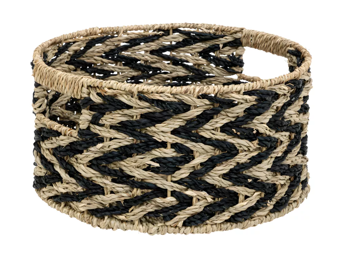 Lot de 3 Paniers de rangement Beige et Noir D 38 D 30 et D 24 cm