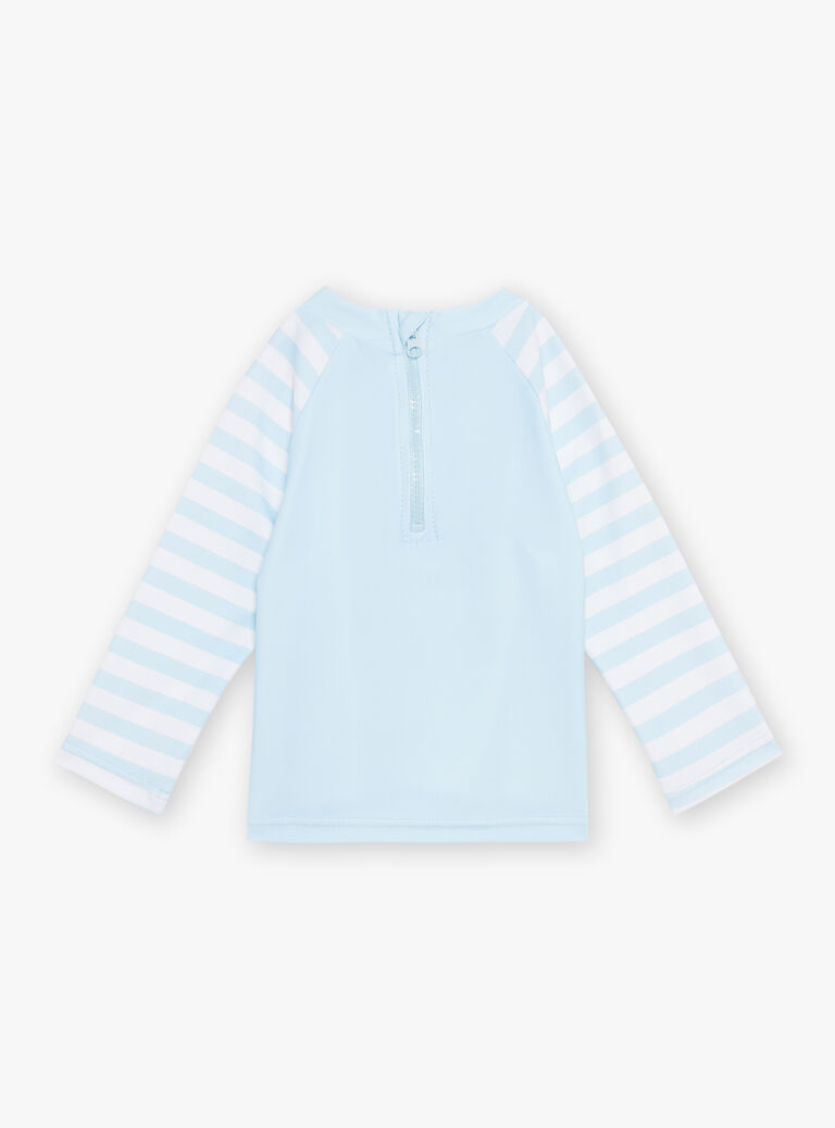 T-shirt de bain ciel et blanc à manches longues