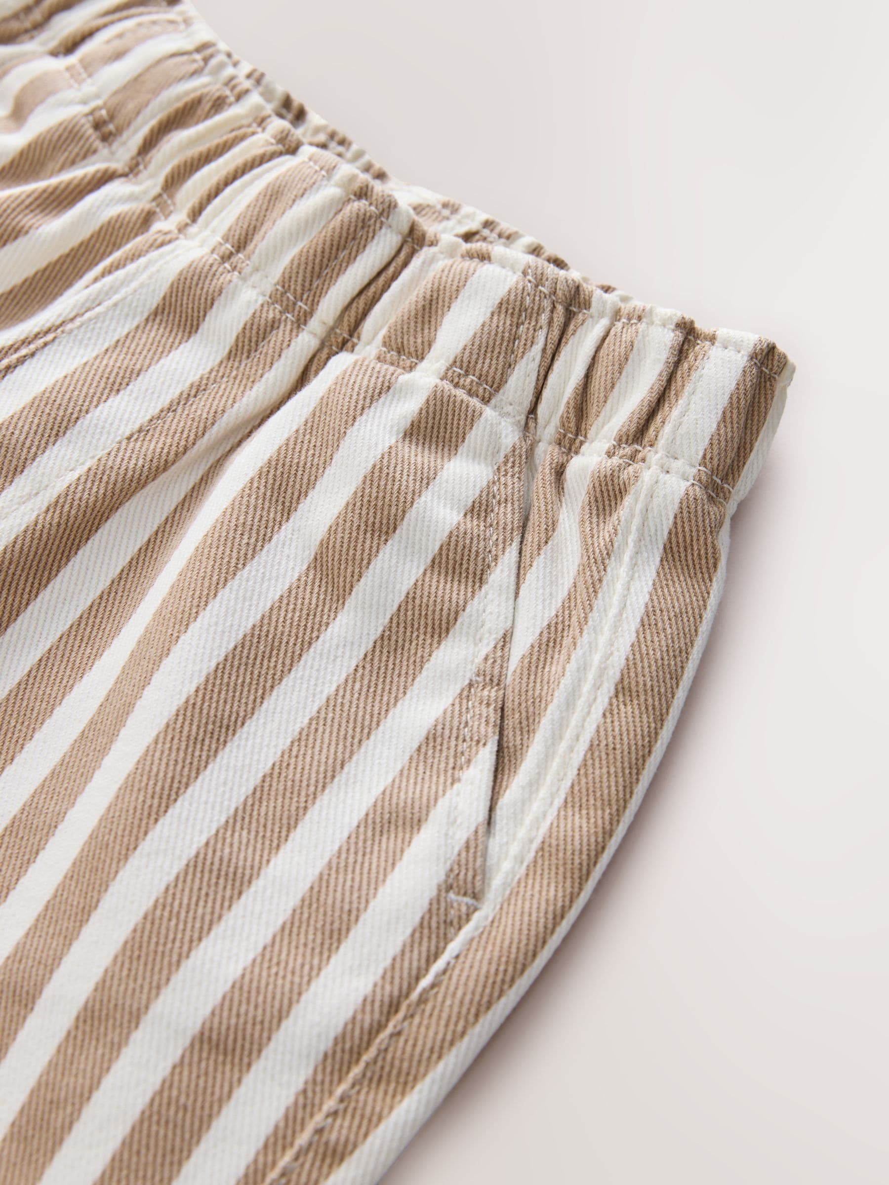 Tan/White Stripe - Wijde broek met elastische taille (3mnd-7jr)
