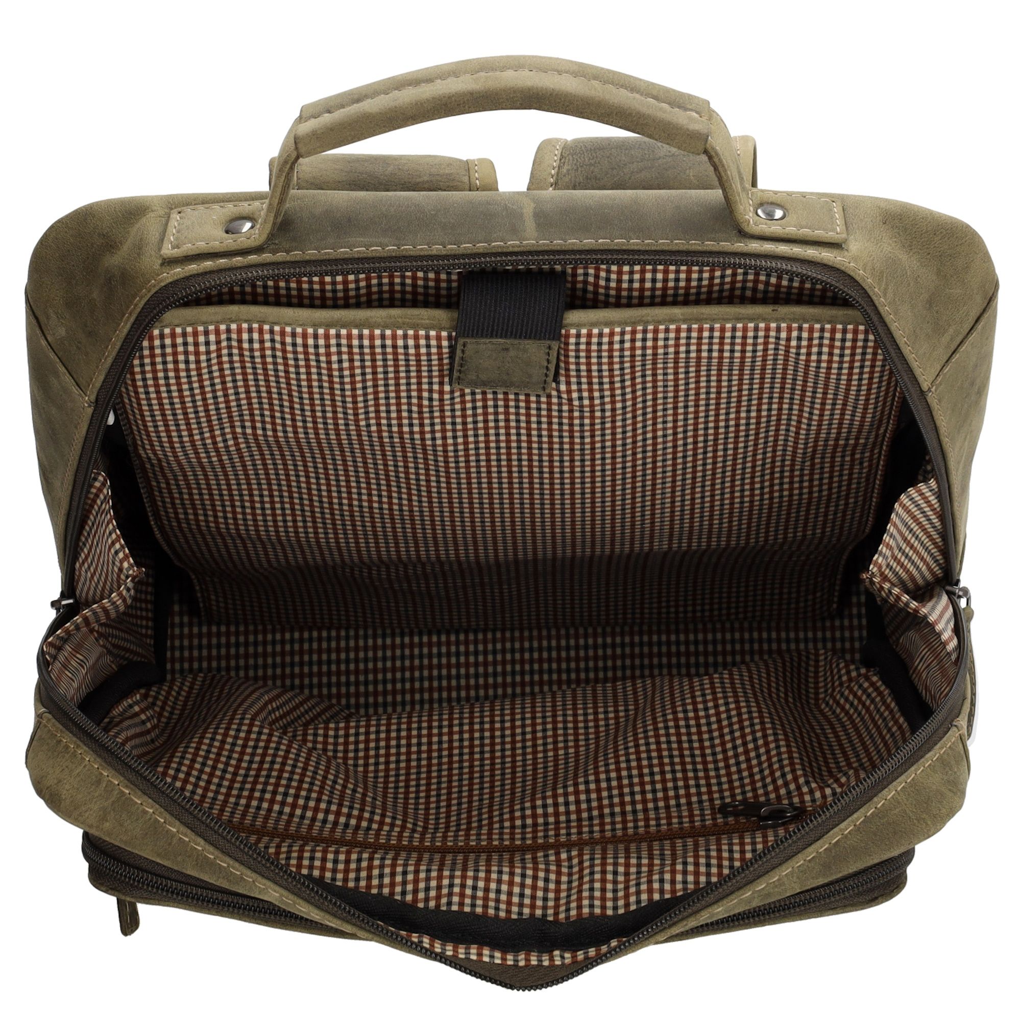 Hide & Stitches Idaho Rugzak Vierkant 15,6 inch Olijfgroen