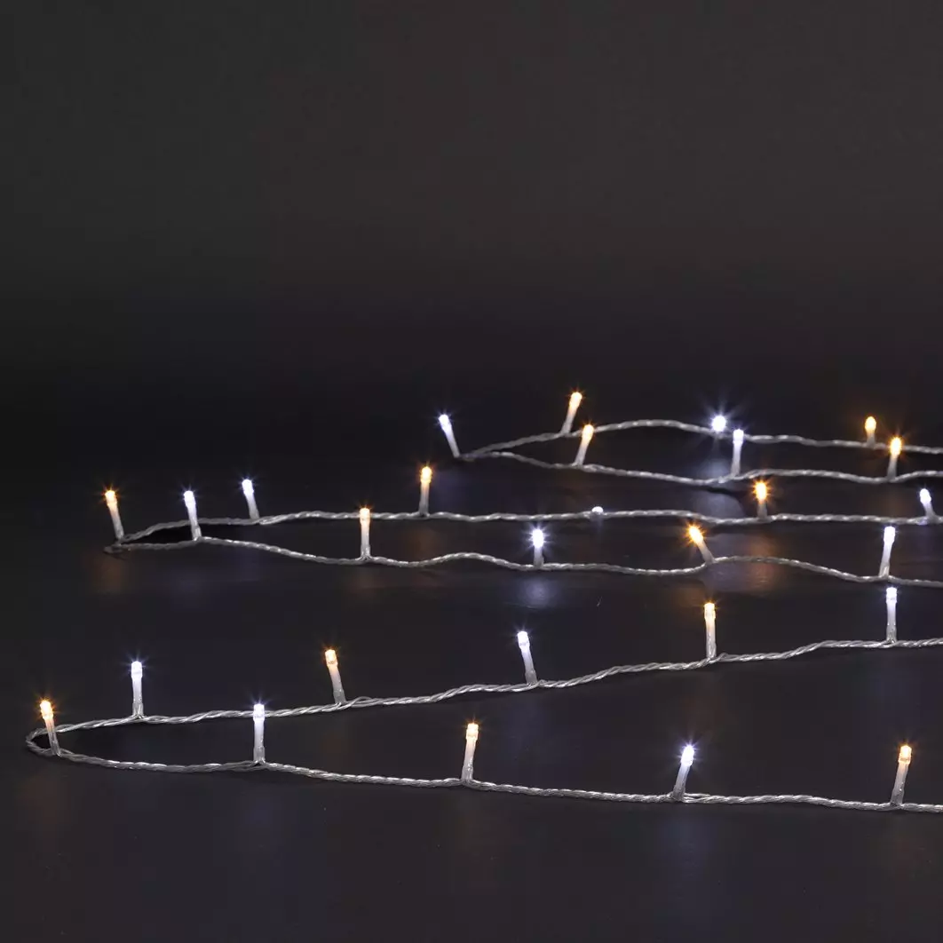 Guirlande lumineuse 30 m 300 LED câble transparent Timer Bicolore Blanc chaud et froid