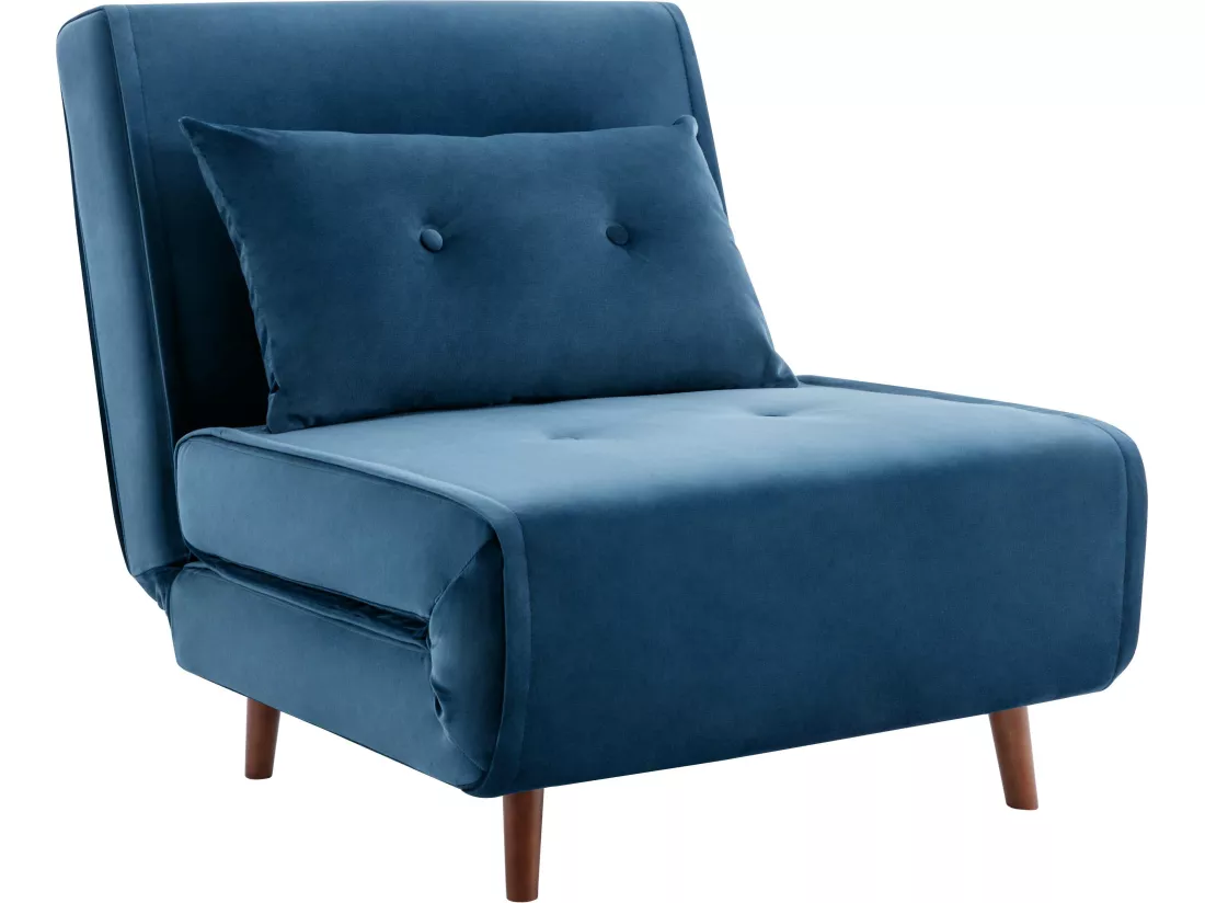 Fauteuil convertible en velours bleu nuit URIBIA