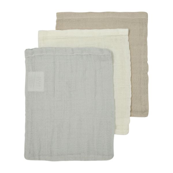 Meyco Washandjes - Uni - Offwhite / Light Grey / Sand - 3 Stuks