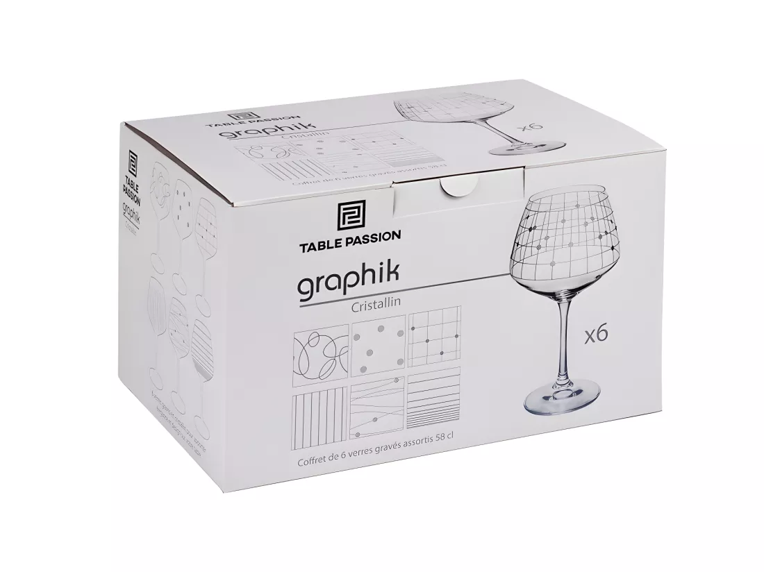 Coffret de 6 verres à pied dégustation Graphik 58 cl