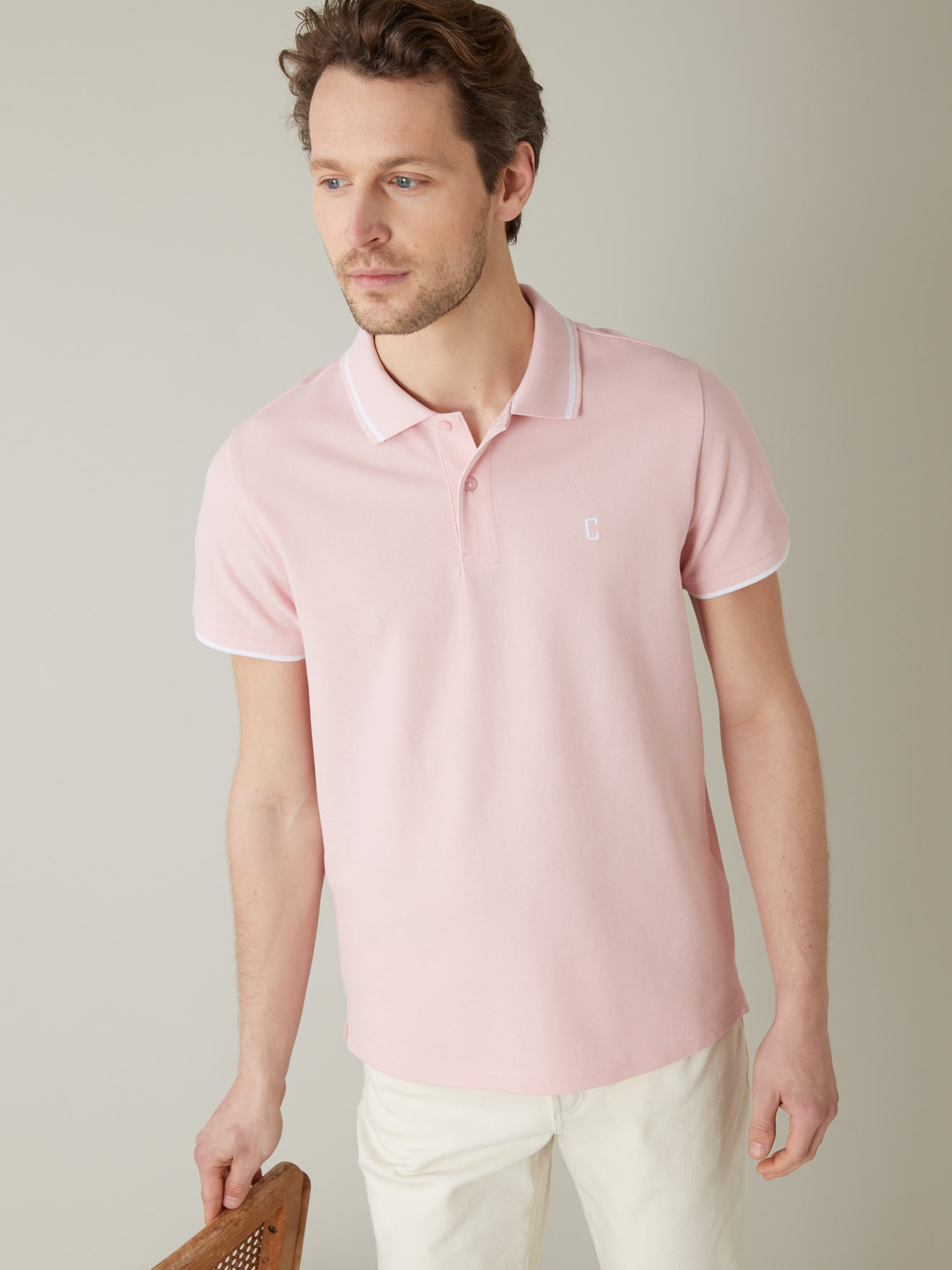 Polo maille piquée bicolore homme - coton bio