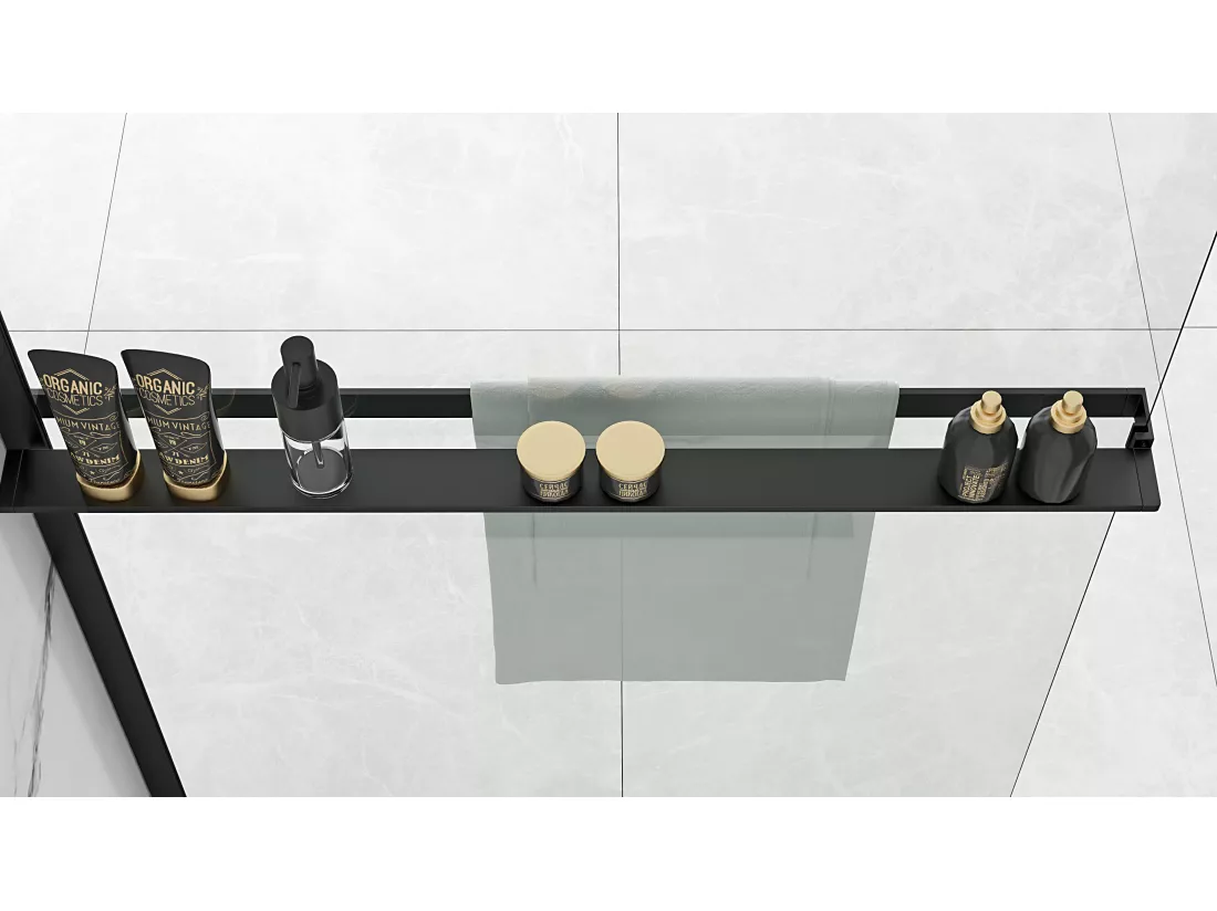Paroi De Douche Rea Bler 100 Black + Étagère Et Support Evo