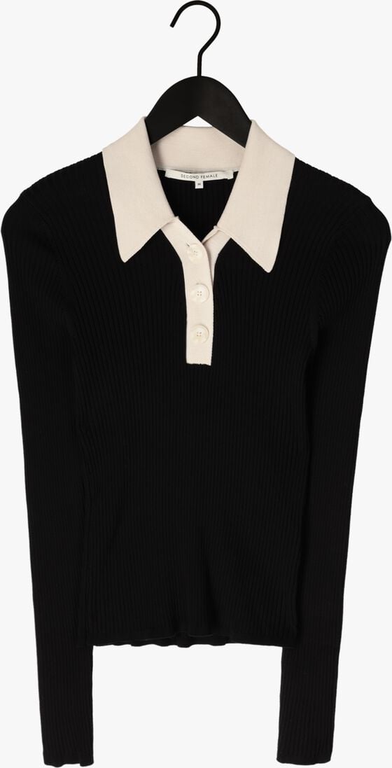 zwarte second female t-shirt josephine knit polo