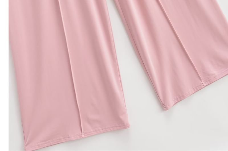 Bazer - Effen hoodie met rits / Broek met wijde pijpen en elastische taille