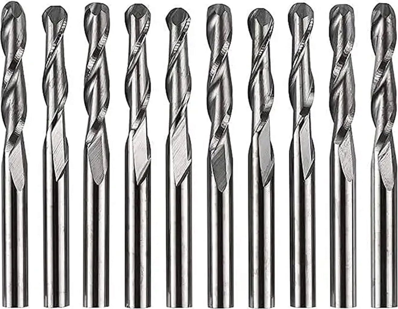 Twotrees  2-schneidige Schaftfräser mit rundem Kopf 10er-Set, 3,175 mm    Präzises Bohrwerkzeug