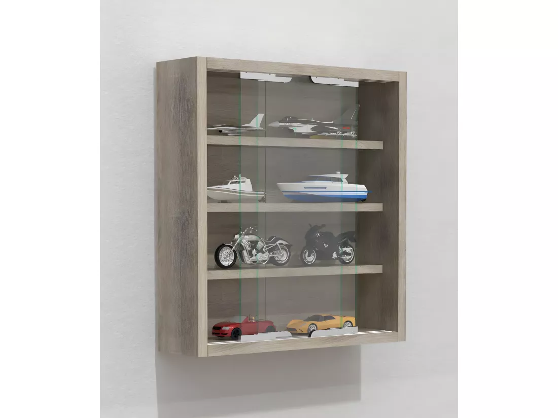 VCM bois verre vitrine murale vitrine collecteur déco vitrine Agisa S (chêne Sonoma)