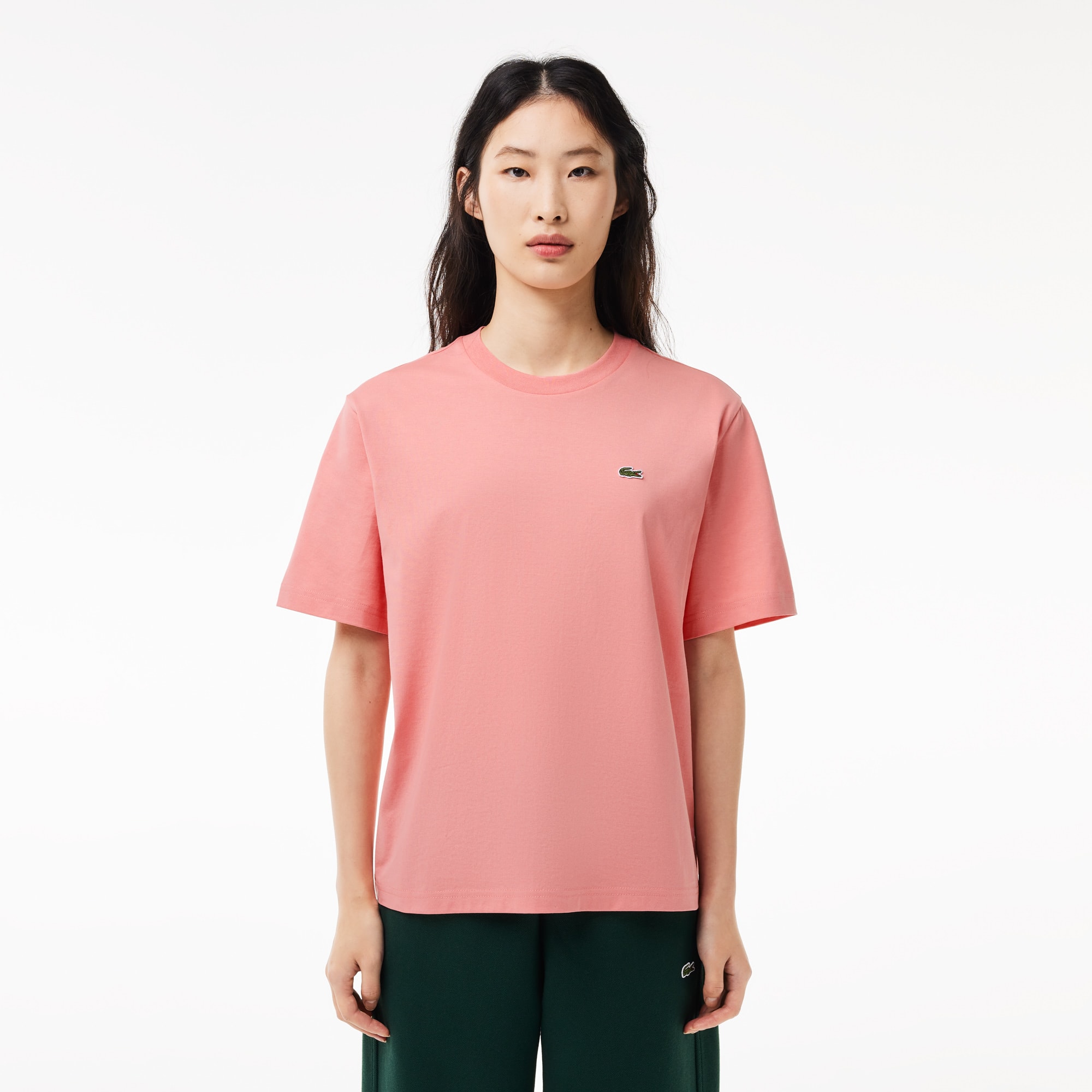 T-shirt relaxed fit en jersey de coton pima léger T-Shirts - Rose - Lacoste - Femme