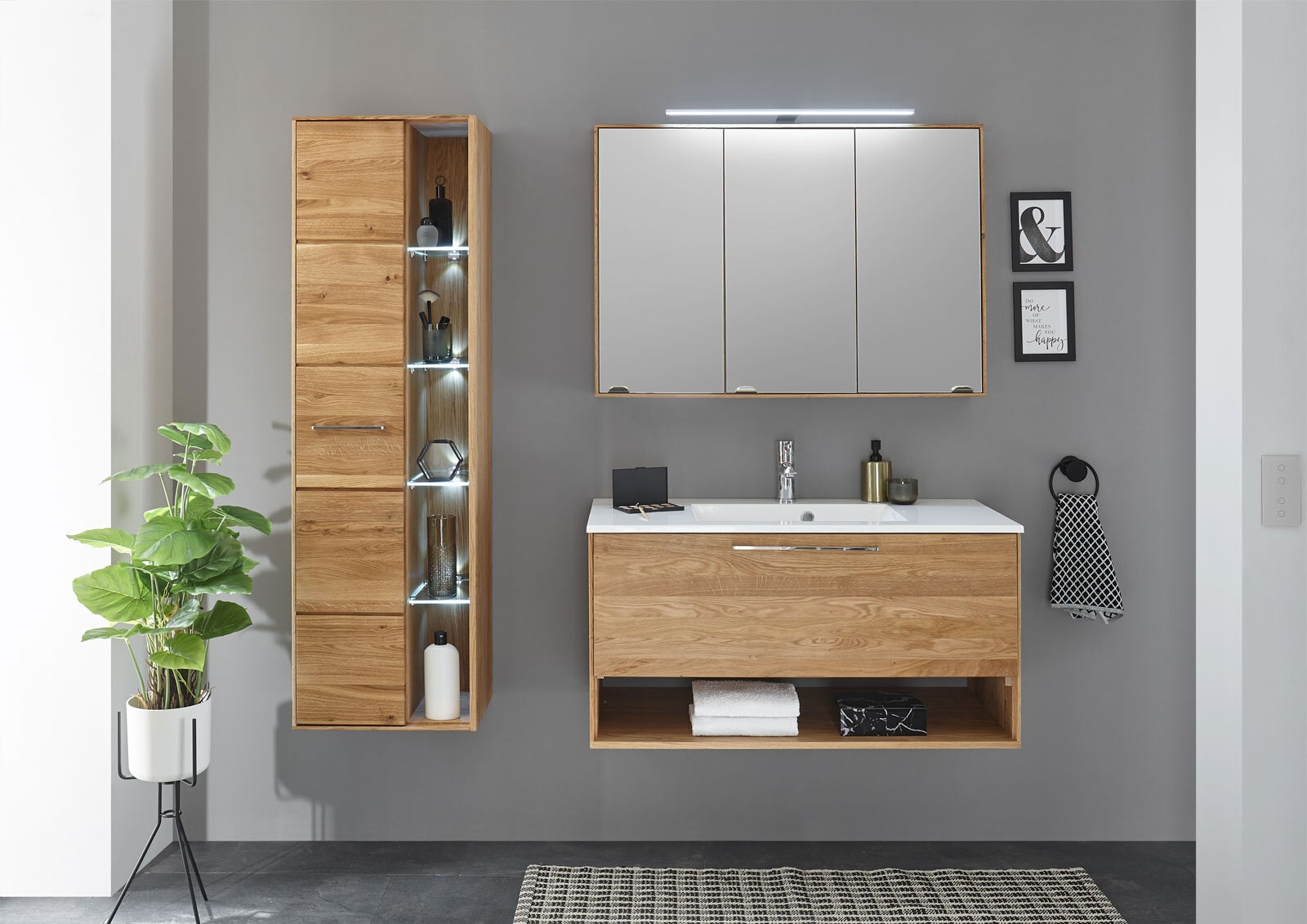 vito Mittelschrank LAMBA 45 x 150 cm Eiche Natur