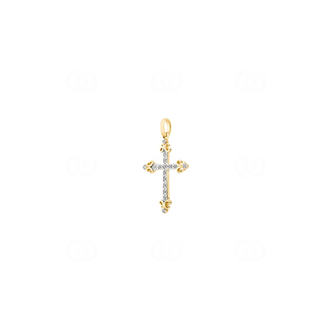 Anhänger 750/18 K Gelbgold Kreuz mit Diamanten 0.048 ct H/si