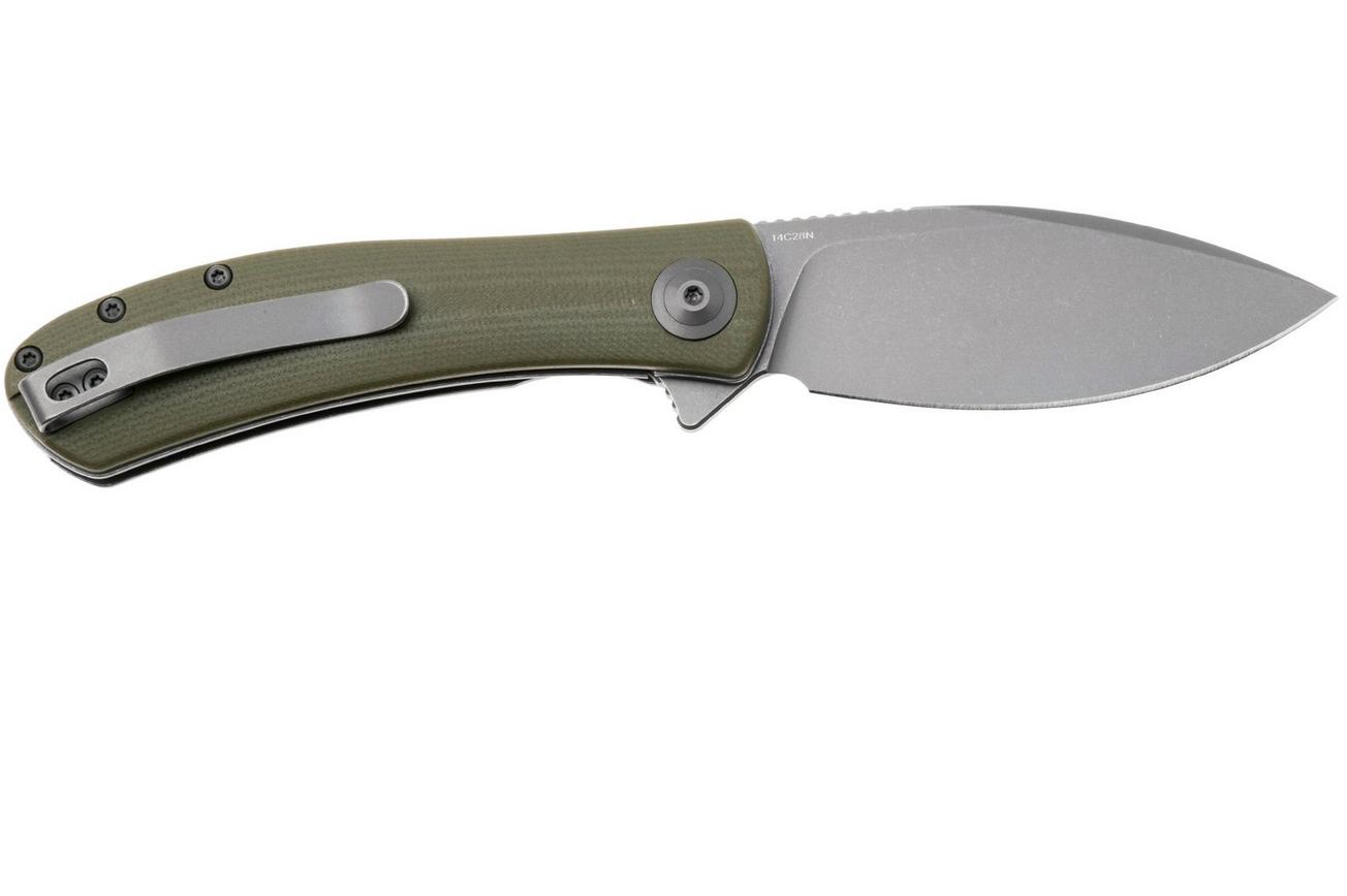 Trollsky Knives Mandu Evo MTE001 Stonewashed 14C28N, Green G10, zakmes, Michael Trollsky design