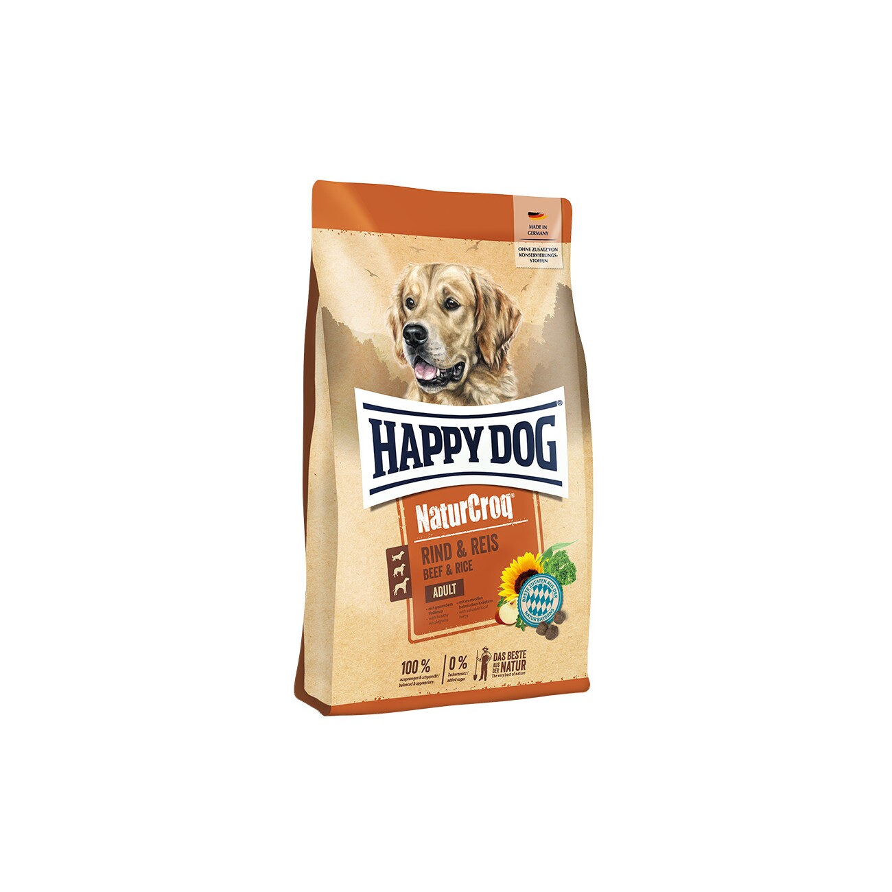 HAPPY DOG NaturCroq Trockenfutter Hund Adult, Rind & Reis 4 kg