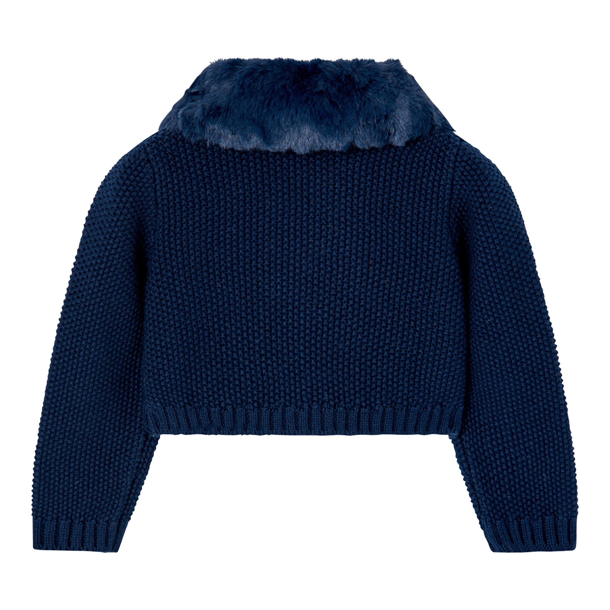 BOBOLI Strickjacke Plüschkragen marine