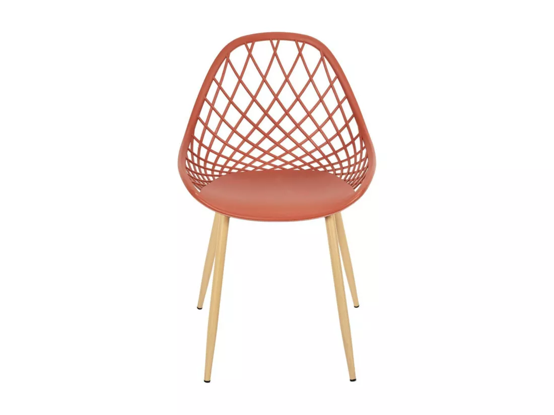 TRESSIE - Lot de 4 Chaises Terracotta Coque Arrondie