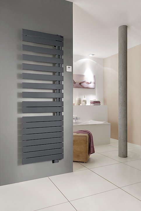 Sèche-serviettes électrique à inertie fluide Acova Alpaga asymétrique anthracite 1000W