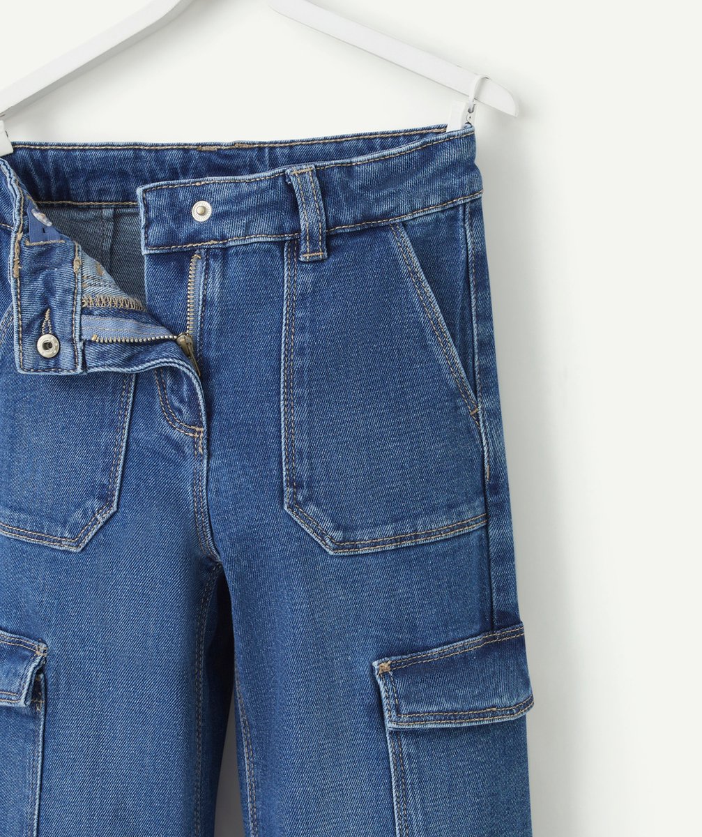 PANTALON WIDELEG CARGO FILLE EN DENIM BLEU LOW IMPACT