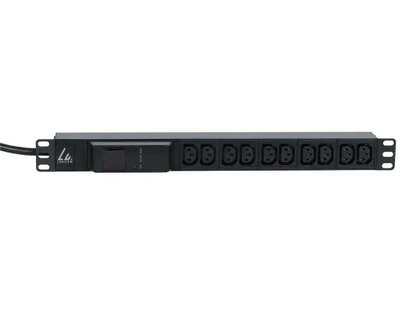 Lanview LVR261877 - Strømfordelingsenhed (rackversion) - 16 A, AMP-måler - AC 230 V - input: IEC 60309 16A - output-stikforbindelser: 10 (10 x IEC 60320 C13) - 1U - 19
