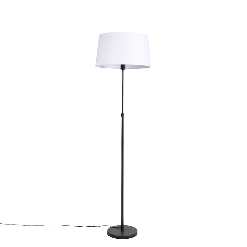 Vloerlamp zwart met witte linnen kap 45 cm verstelbaar - Parte