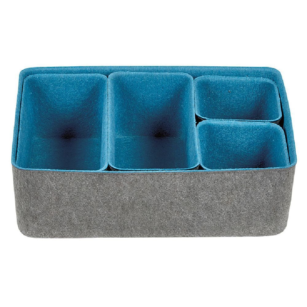 Panière en feutrine gris et bleu x5