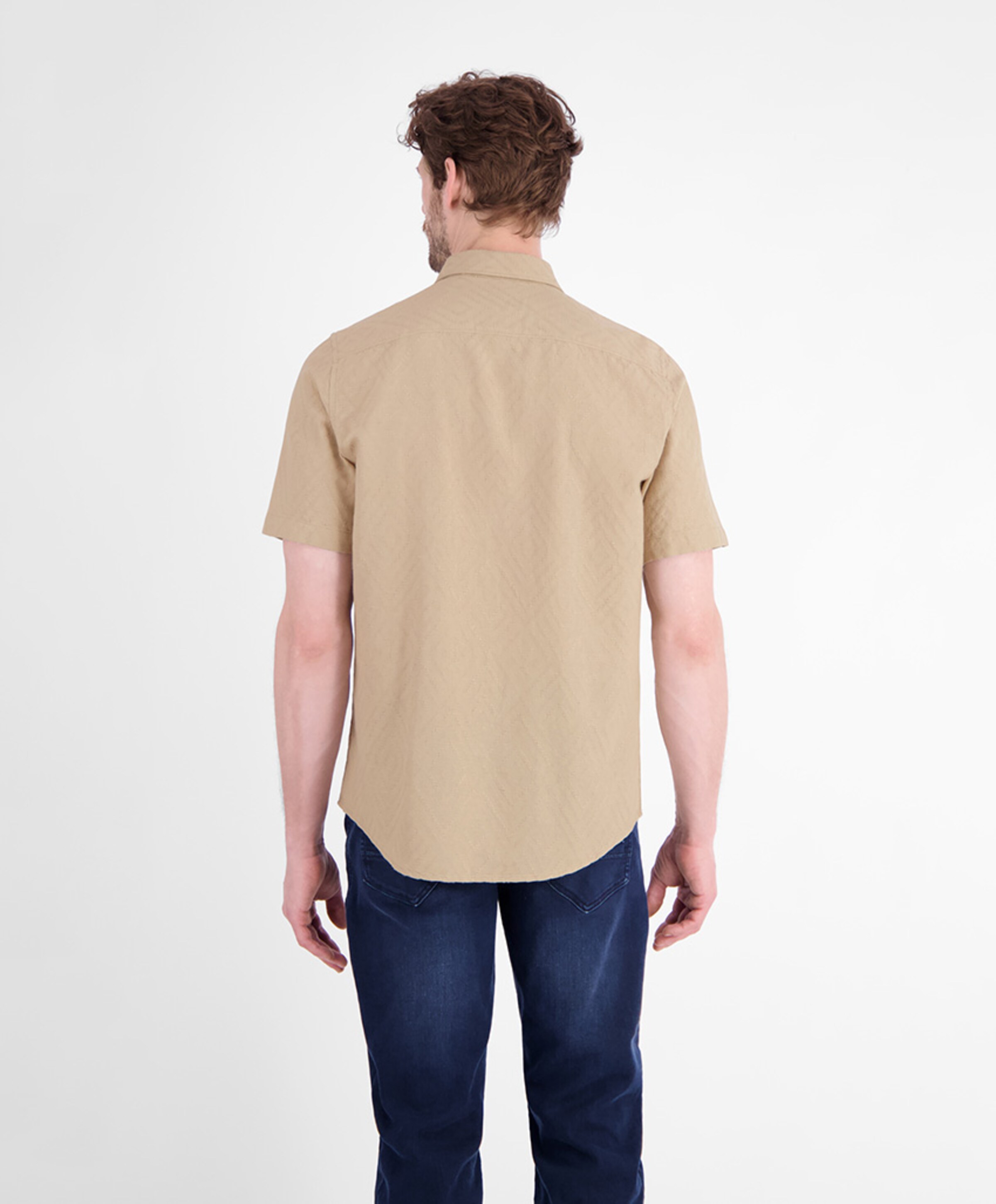Lerros Heren overhemd korte mouw beige