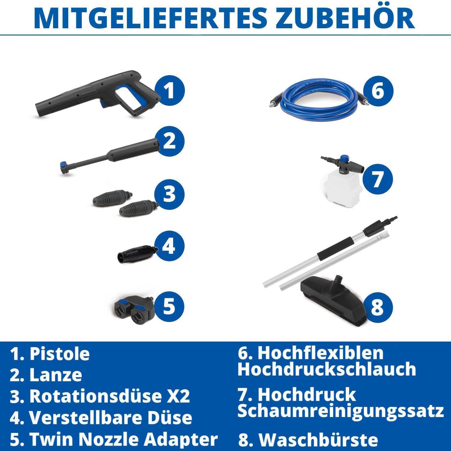 AR Blue Clean Hochdruckreiniger e-4 TWINFLOW D mit Dualtech System et Power Brush (2500 W, 150 bar, 810 l/h)