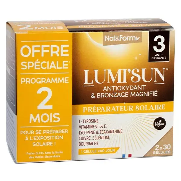 Nat & Form Lumi'Sun Duo Sun Preparation 60 cápsulas