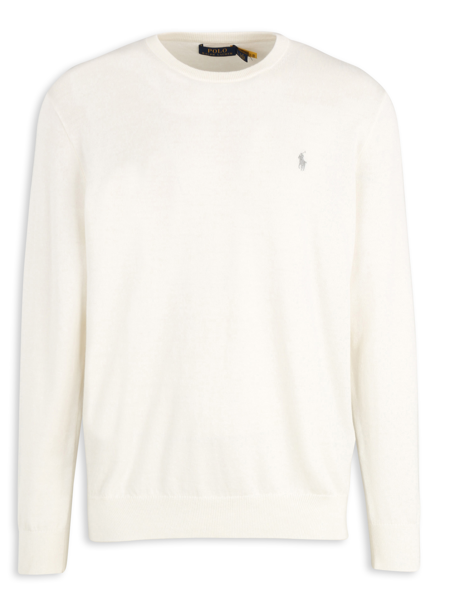 Pull col rond logo brodé en coton mélangé | Blanc