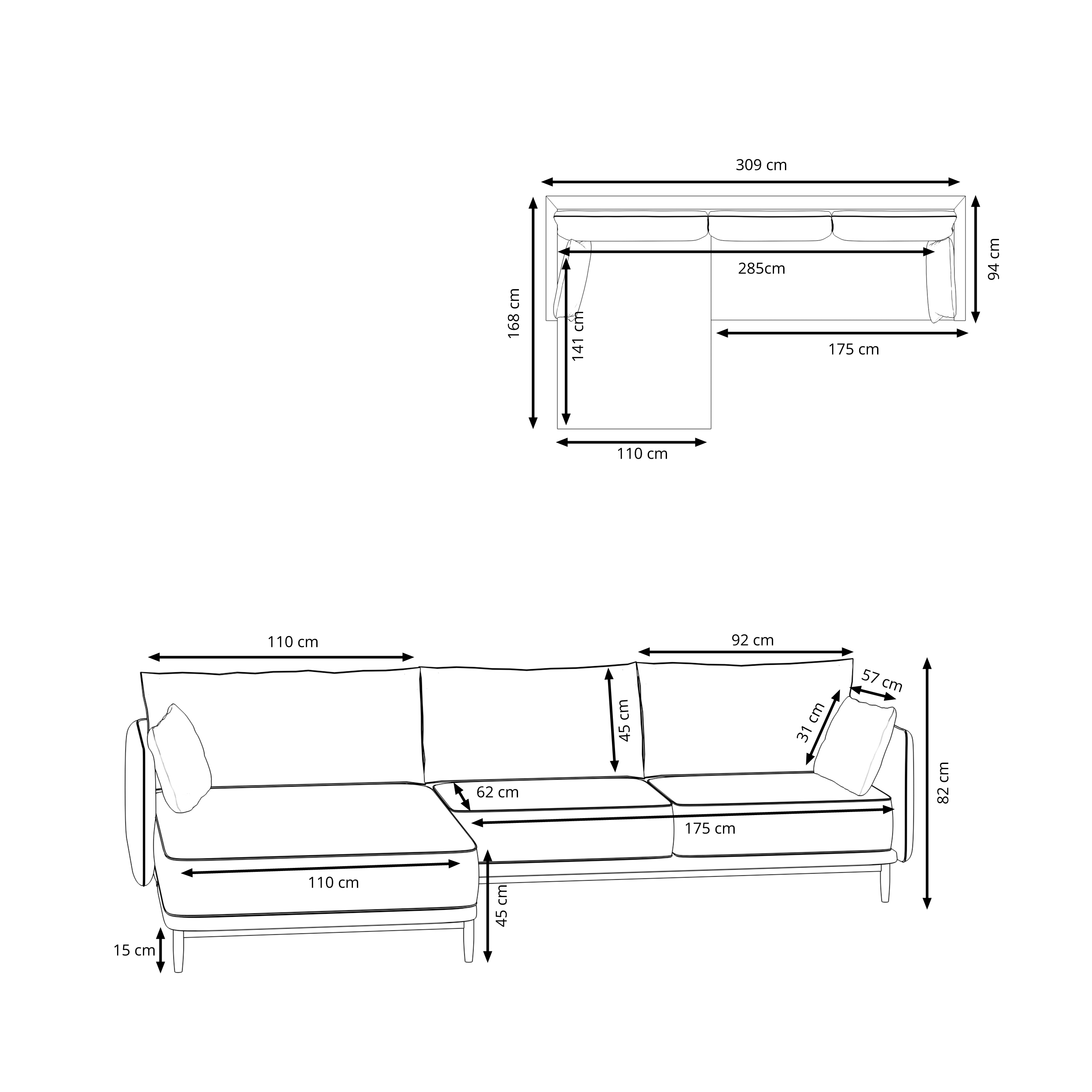 Ecksofa ELVIS links blau