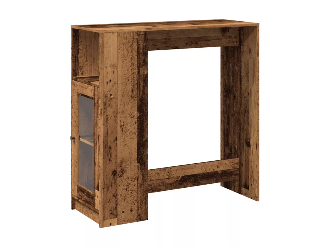 Table de bar avec étagères vieux bois bois d'ingénierie