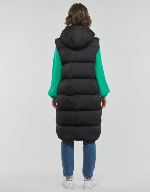 Superdry - LONGLINE HOODED PUFFER GILET - Noir