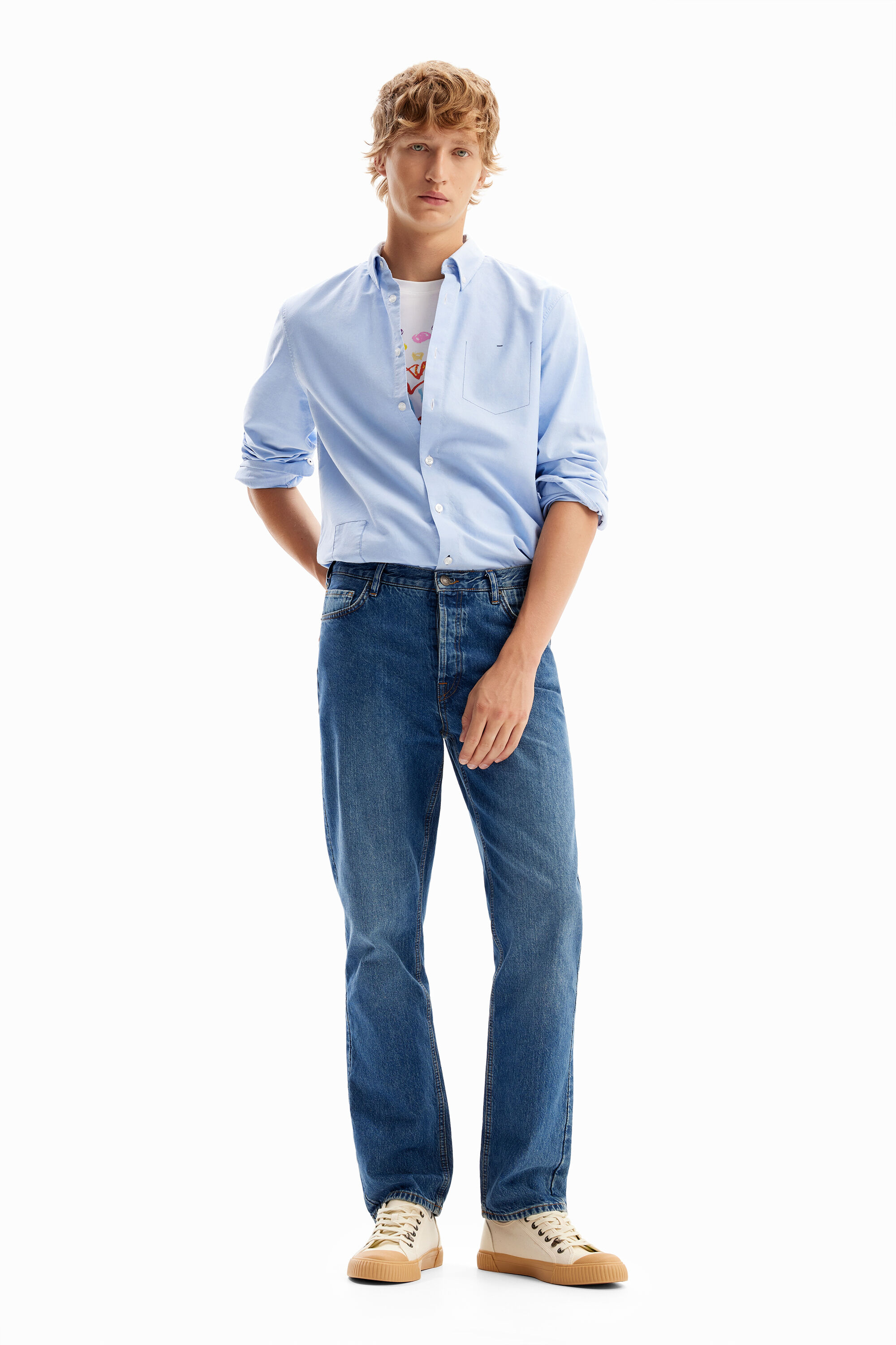 Camisa lisa com pesponto