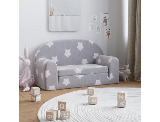 VIDAXL - Chambre bébé Canapé-lit enfant 2 places gris clair étoiles peluche douce