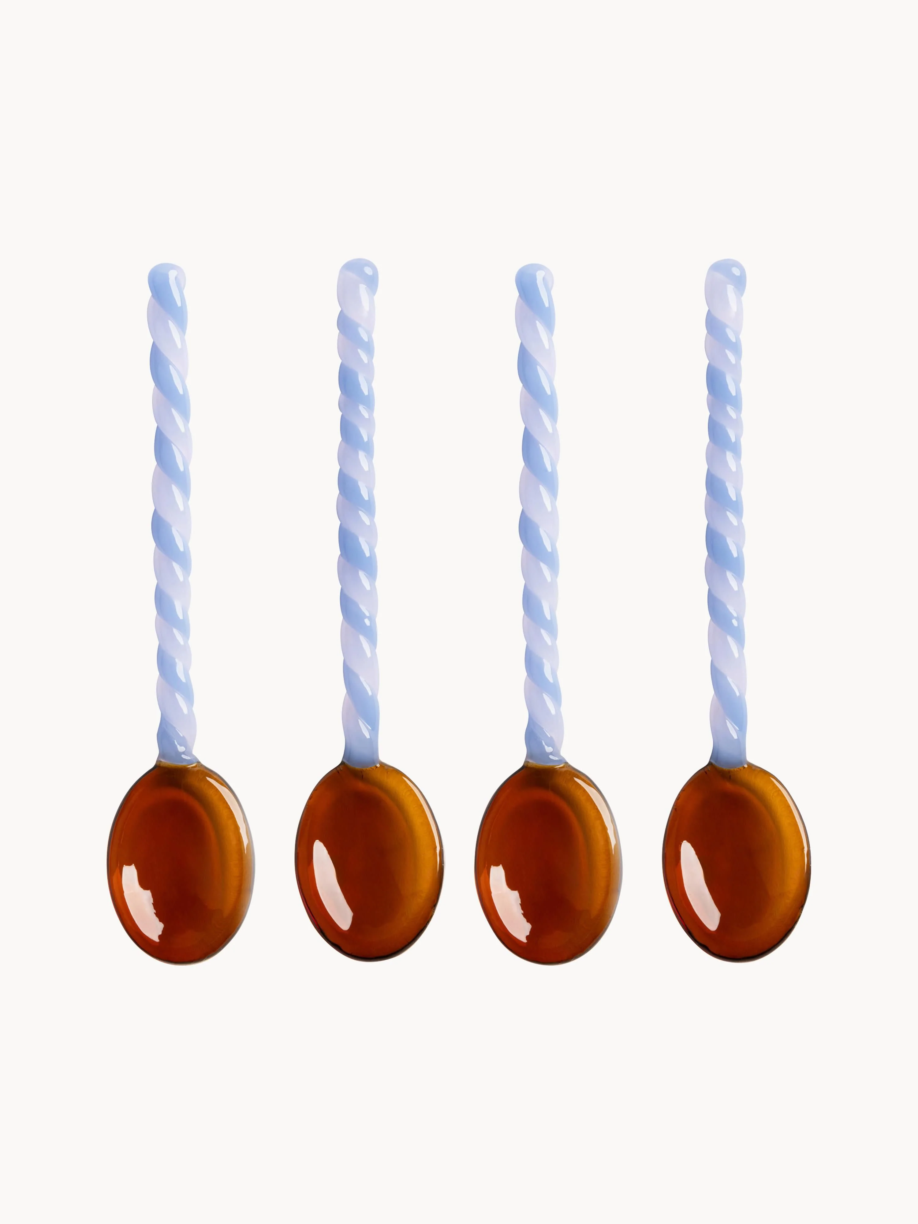 Handgemaakte glazen lepel Duet uit borosilicaatglas, 4 stuks