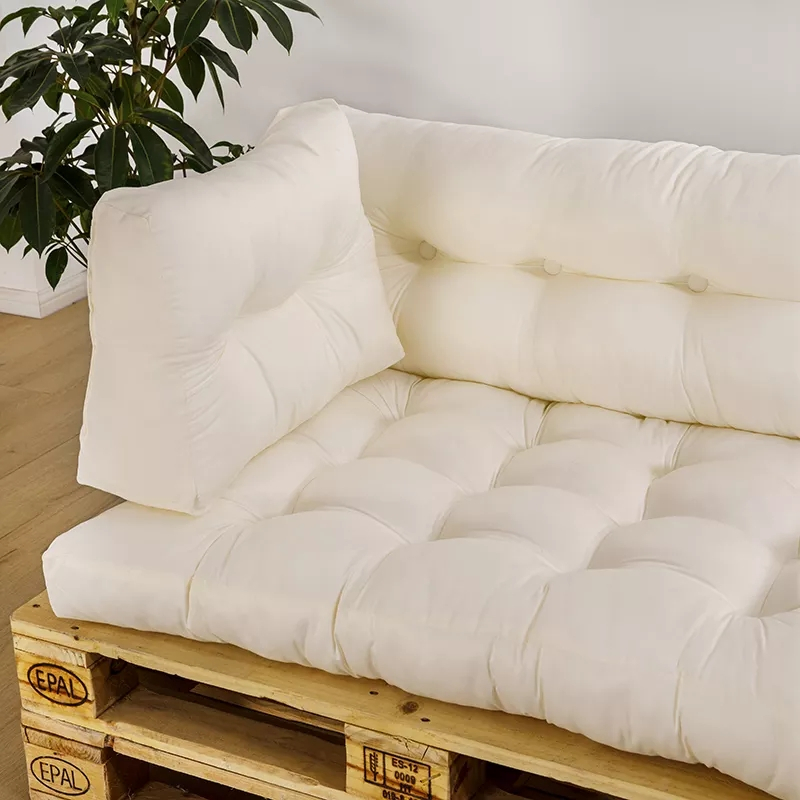 (120x80x12cm) Paletten Kissen Gepolsterte Lounge Sitzauflage mit Rückenlehne - Beige