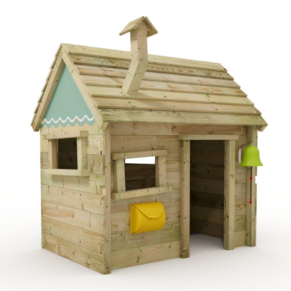 WICKEY Binnenspeelhuis voor kinderen met houten dak en raam - Pastelblauw