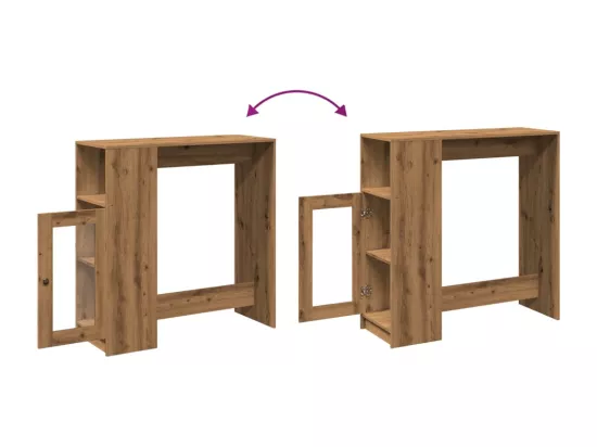 Table de bar avec étagères chêne artisanal bois d'ingénierie