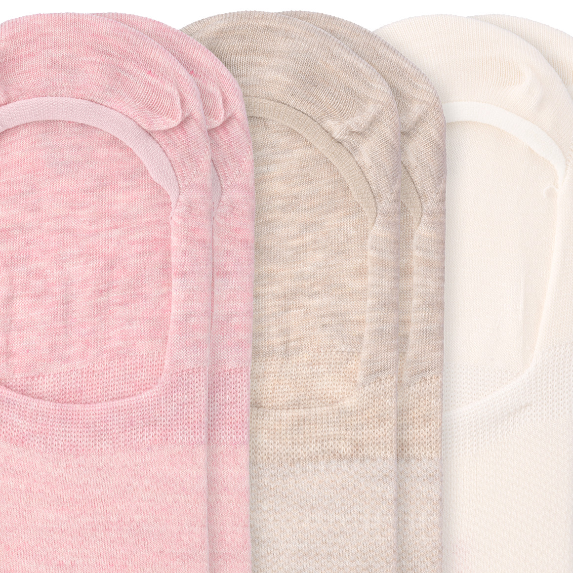 Gina Benotti 3 Paar Damen Füsslinge mit Viskose aus Bambus rosa / hellbeige / weiss