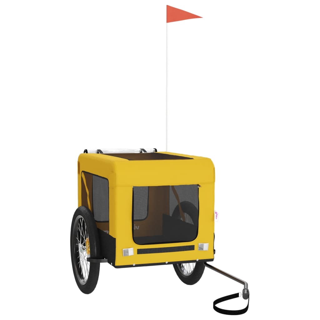 vidaXL Reboque para Bicicleta para Cães em Tecido Oxford de Ferro Amarelo e Preto