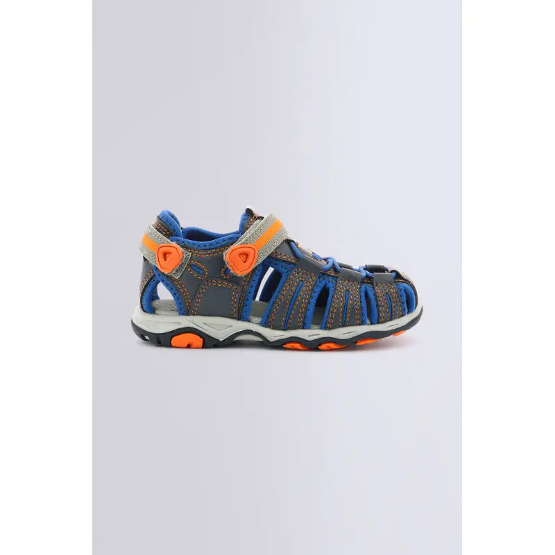KAWA BLEU MARINE ORANGE SANDALES Cuir Mixte